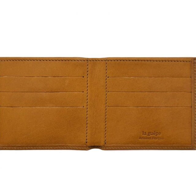 La Guêpe - Petite Maroquinerie - Porte-cartes à l'italienne "Luxe"  tout cuir Gold 6 Cartes - PM-011-01