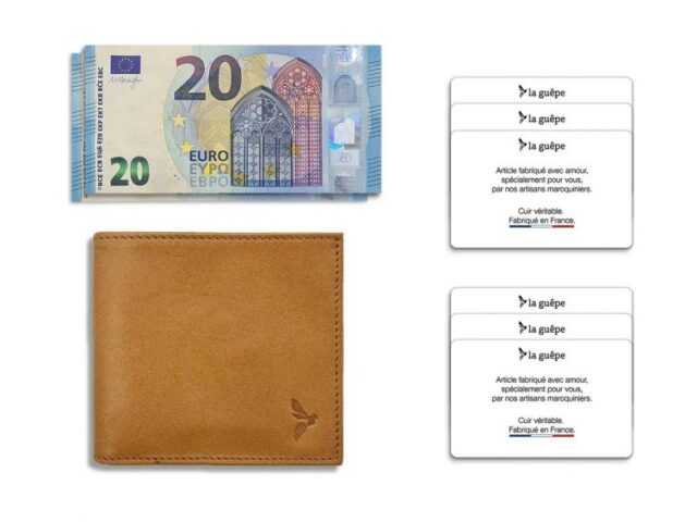 La Guêpe - Petite Maroquinerie - Porte-cartes à l'italienne "Luxe"  tout cuir Gold 6 Cartes - PM-011-01