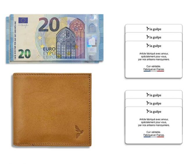 La Guêpe - Petite Maroquinerie - Porte-cartes à l'italienne "Luxe"  tout cuir Gold 6 Cartes - PM-011-01