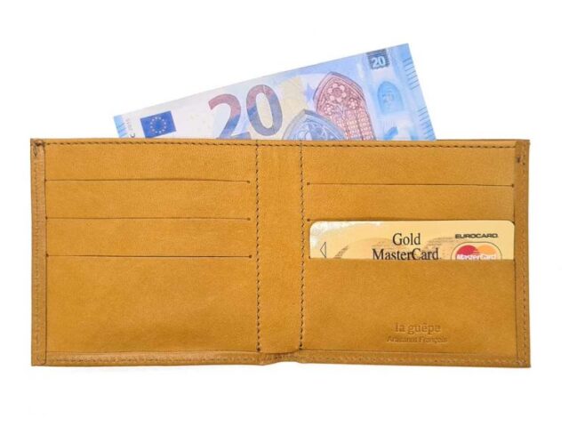 La Guêpe - Petite Maroquinerie - Porte-cartes à l'italienne "Luxe"  tout cuir Gold 6 Cartes - PM-011-01