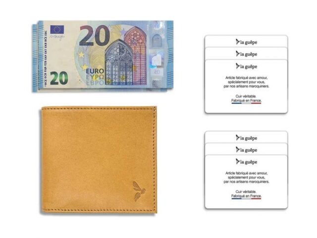 La Guêpe - Petite Maroquinerie - Porte-cartes à l'italienne "Luxe"  tout cuir Gold 6 Cartes - PM-011-01