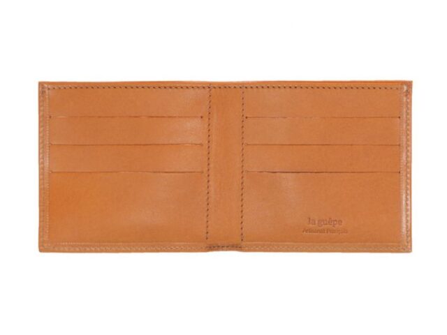 La Guêpe - Petite Maroquinerie - Porte-cartes à l'italienne "Luxe"  tout cuir Gold 6 Cartes - PM-011-01