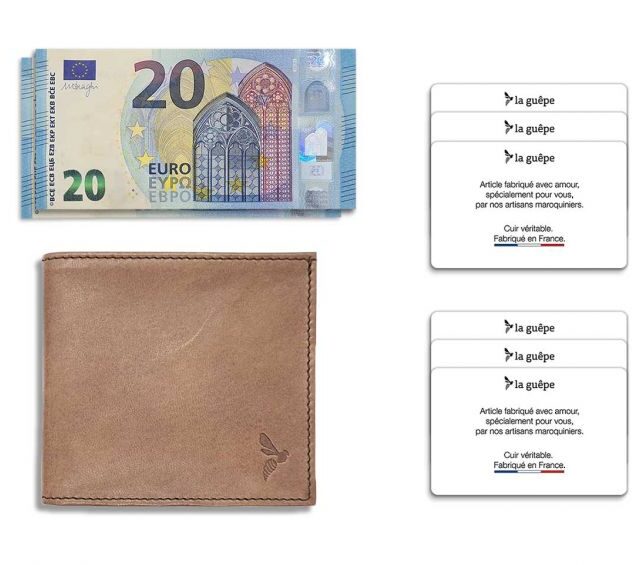 La Guêpe - Petite Maroquinerie - Porte-cartes à l'italienne "Luxe" tout cuir marron 6 Cartes - PM-011-01