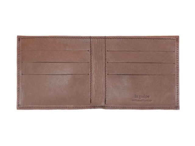 La Guêpe - Petite Maroquinerie - Porte-cartes à l'italienne "Luxe" tout cuir marron 6 Cartes - PM-011-01