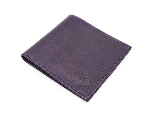 La Guêpe - Petite Maroquinerie - Porte-cartes à l'italienne "Luxe" tout cuir myrtille 6 Cartes - PM-011-01