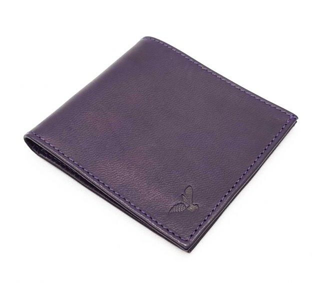 La Guêpe - Petite Maroquinerie - Porte-cartes à l'italienne "Luxe" tout cuir myrtille 6 Cartes - PM-011-01