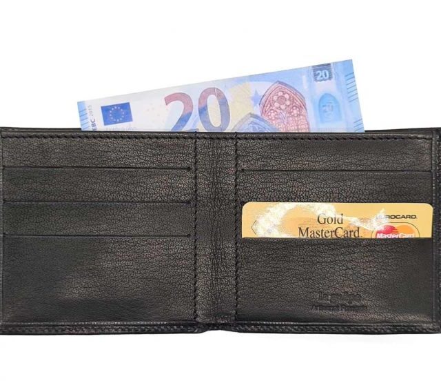 La Guêpe - Petite Maroquinerie - Porte-cartes à l'italienne "Luxe" tout cuir noir 6 Cartes - PM-011-01