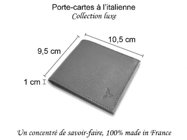 La Guêpe - Petite Maroquinerie - Porte-cartes à l'italienne "Luxe" tout cuir noir 6 Cartes - PM-011-01