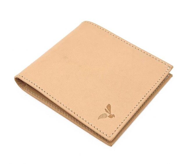 La Guêpe - Petite Maroquinerie - Porte-cartes à l'italienne "Luxe" tout cuir nude 6 Cartes - PM-011-01