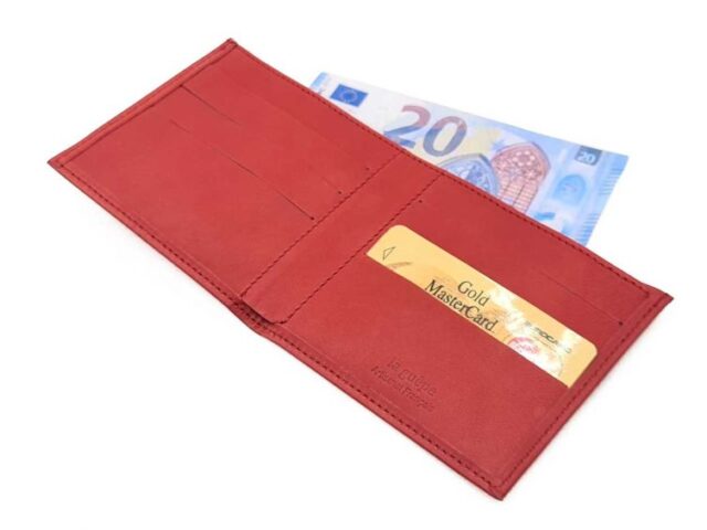 La Guêpe - Petite Maroquinerie - Porte-cartes à l'italienne "Luxe" tout cuir rouge 6 Cartes - PM-011-01
