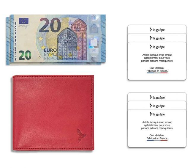 La Guêpe - Petite Maroquinerie - Porte-cartes à l'italienne "Luxe" tout cuir rouge 6 Cartes - PM-011-01