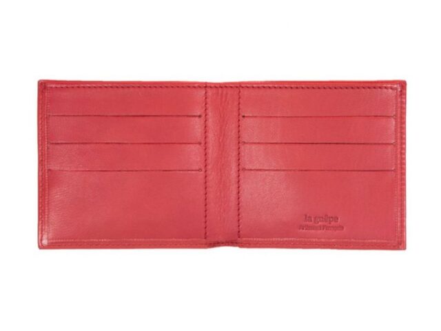La Guêpe - Petite Maroquinerie - Porte-cartes à l'italienne "Luxe" tout cuir rouge 6 Cartes - PM-011-01
