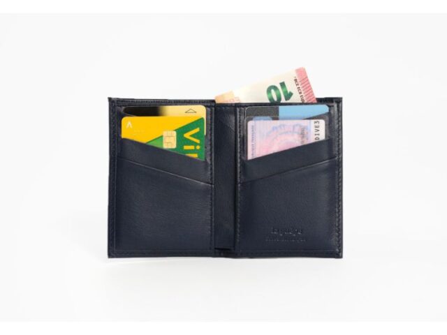 La Guêpe - Petite Maroquinerie - Porte-cartes anti-rfid "Luxe" tout cuir bleu 8 Cartes - PM-018-06