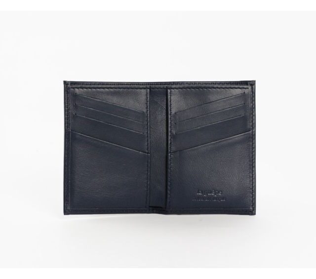 La Guêpe - Petite Maroquinerie - Porte-cartes anti-rfid "Luxe" tout cuir bleu 8 Cartes - PM-018-06