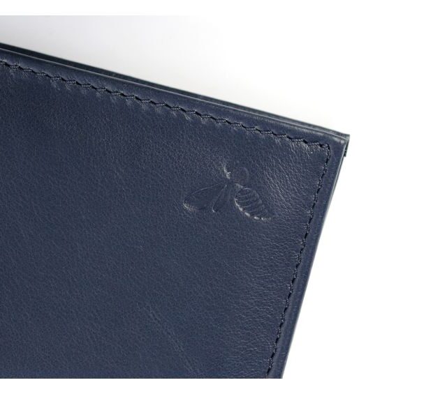 La Guêpe - Petite Maroquinerie - Porte-cartes anti-rfid "Luxe" tout cuir bleu 8 Cartes - PM-018-06