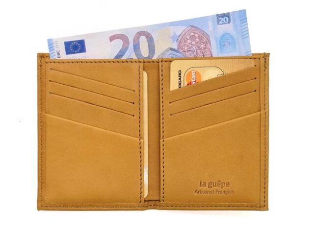 La Guêpe - Petite Maroquinerie - Porte-cartes anti-rfid "Luxe" tout cuir gold 8 Cartes - PM-018-06
