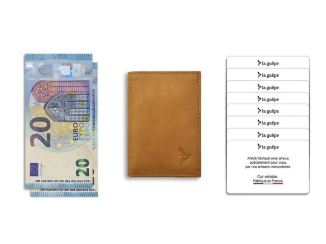La Guêpe - Petite Maroquinerie - Porte-cartes anti-rfid "Luxe" tout cuir gold 8 Cartes - PM-018-06