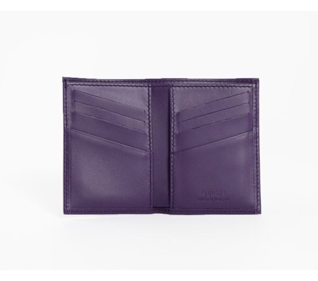 La Guêpe - Petite Maroquinerie - Porte-cartes anti-rfid "Luxe" tout cuir myrtille 8 Cartes - PM-018-06