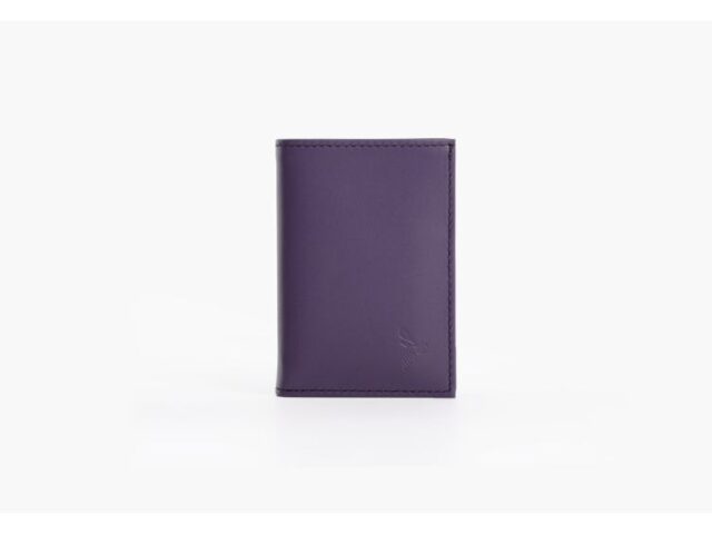 La Guêpe - Porte-cartes anti-rfid “Luxe” tout cuir myrtille 8 Cartes – PM-018-06