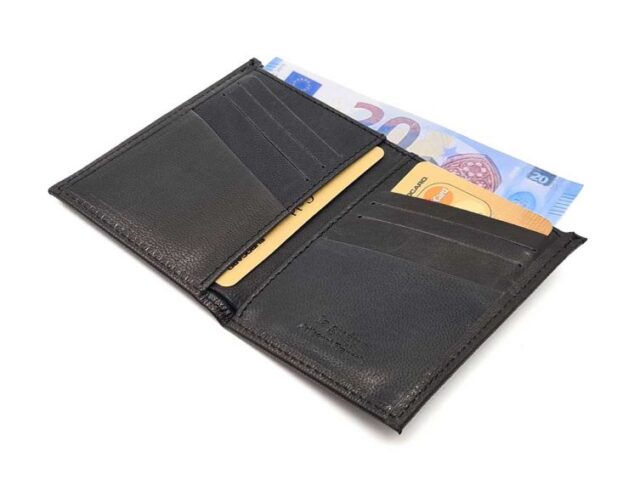 La Guêpe - Petite Maroquinerie - Porte-cartes anti-rfid "Luxe" tout cuir noir 8 Cartes - PM-018-06