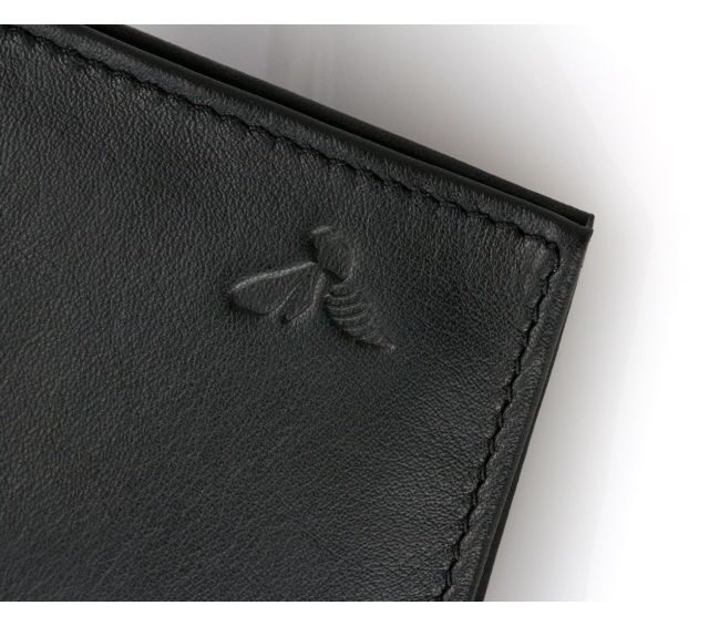 La Guêpe - Petite Maroquinerie - Porte-cartes anti-rfid "Luxe" tout cuir noir 8 Cartes - PM-018-06