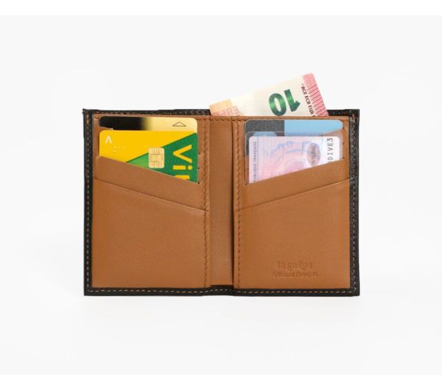 La Guêpe - Petite Maroquinerie - Porte-cartes anti-rfid "Luxe" tout cuir noir et gold 8 Cartes - PM-018-06