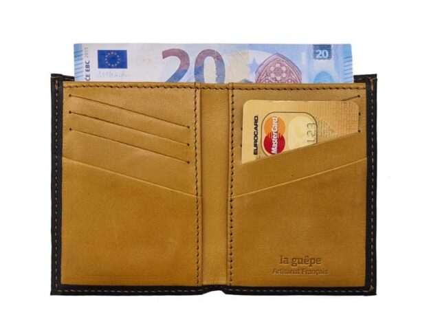 La Guêpe - Petite Maroquinerie - Porte-cartes anti-rfid "Luxe" tout cuir noir et gold 8 Cartes - PM-018-06