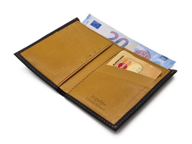 La Guêpe - Petite Maroquinerie - Porte-cartes anti-rfid "Luxe" tout cuir noir et gold 8 Cartes - PM-018-06