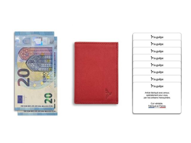 La Guêpe - Petite Maroquinerie - Porte-cartes anti-rfid "Luxe" tout cuir rouge 8 Cartes - PM-018-06