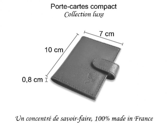 La Guêpe - Petite Maroquinerie - Porte-cartes compact "Luxe" tout cuir bleu fermeture à patte - PM-022-01