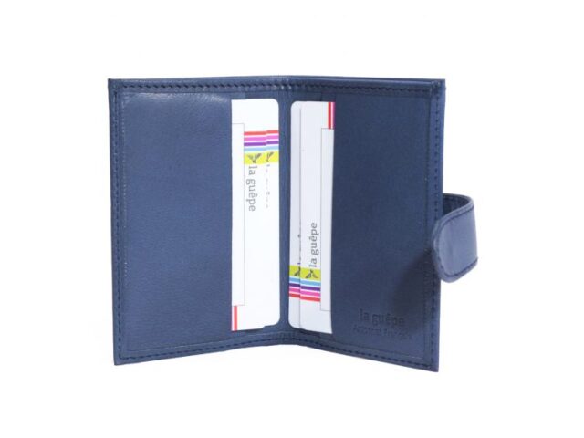 La Guêpe - Petite Maroquinerie - Porte-cartes compact "Luxe" tout cuir bleu - PM-038-01