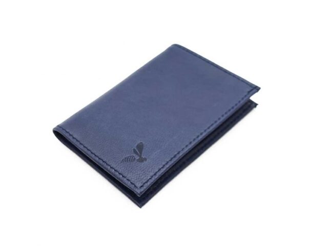La Guêpe - Petite Maroquinerie - Porte-cartes compact "Luxe" tout cuir bleu - PM-038-01