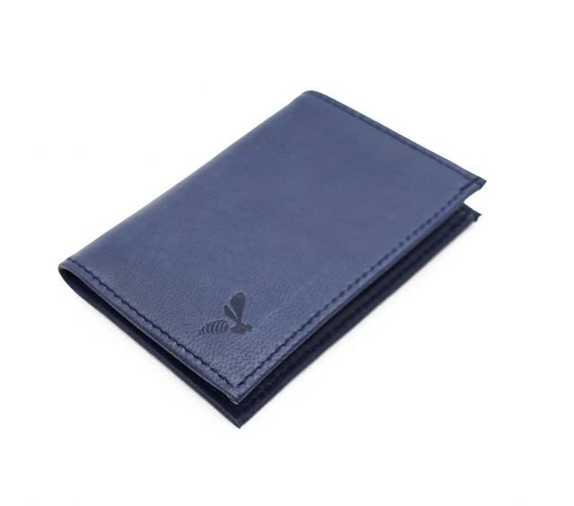 La Guêpe - Petite Maroquinerie - Porte-cartes compact "Luxe" tout cuir bleu - PM-038-01