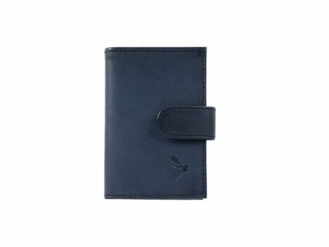 La Guêpe - Petite Maroquinerie - Porte-cartes compact "Luxe" tout cuir bleu - PM-038-01
