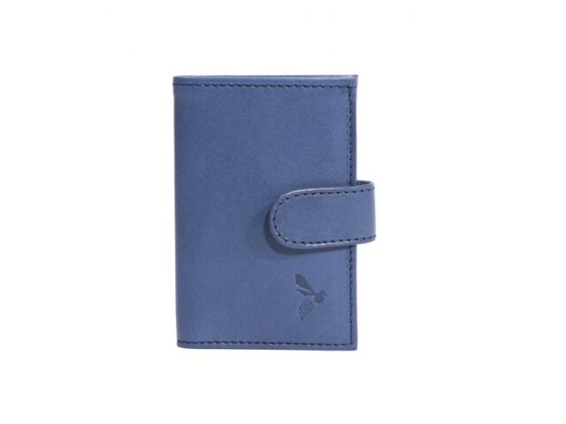 La Guêpe - Petite Maroquinerie - Porte-cartes compact "Luxe" tout cuir bleu - PM-038-01