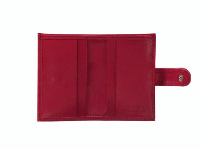 La Guêpe - Petite Maroquinerie - Porte-cartes compact "Luxe" tout cuir fuchsia fermeture à patte - PM-022-01