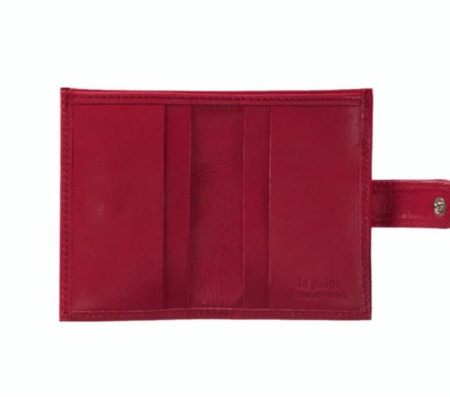 La Guêpe - Petite Maroquinerie - Porte-cartes compact "Luxe" tout cuir fuchsia fermeture à patte - PM-022-01