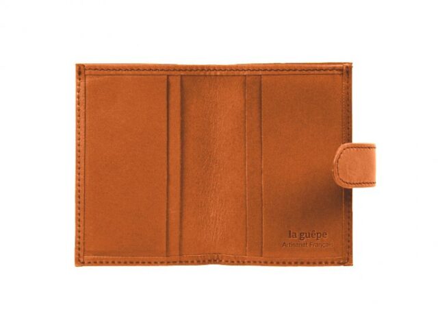 La Guêpe - Petite Maroquinerie - Porte-cartes compact "Luxe" tout cuir gold fermeture à patte - PM-022-01