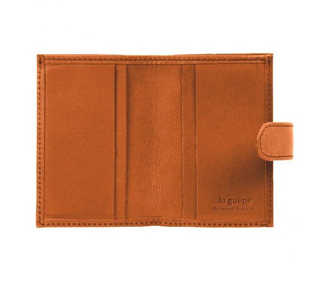 La Guêpe - Petite Maroquinerie - Porte-cartes compact "Luxe" tout cuir gold fermeture à patte - PM-022-01