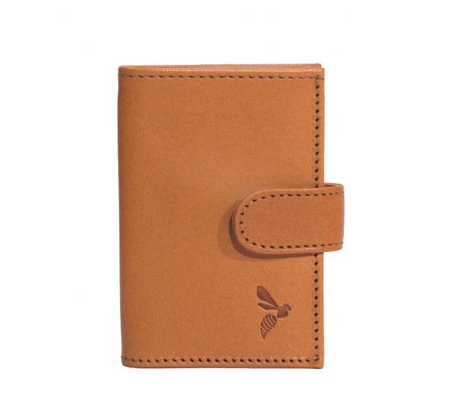 La Guêpe - Petite Maroquinerie - Porte-cartes compact "Luxe" tout cuir gold fermeture à patte - PM-022-01