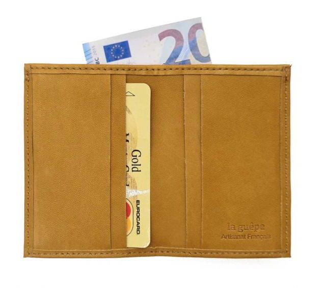 La Guêpe - Petite Maroquinerie - Porte-cartes compact "Luxe" tout cuir gold - PM-038-01