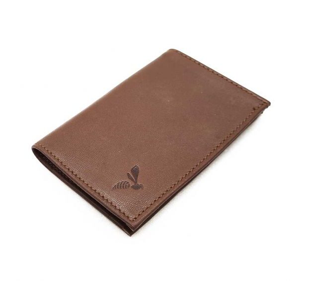 La Guêpe - Petite Maroquinerie - Porte-cartes compact "Luxe" tout cuir marron - PM-038-01