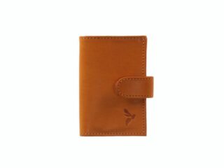 La Guêpe - Porte-cartes compact Luxe tout cuir moutarde fermeture à patte  PM-022-01