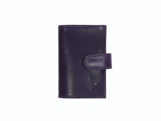 La Guêpe - Porte-cartes compact Luxe tout cuir myrtille fermeture à patte  PM-022-01