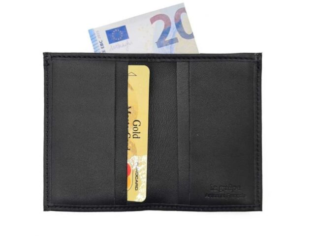La Guêpe - Petite Maroquinerie - Porte-cartes compact "Luxe" tout cuir noir - PM-038-01
