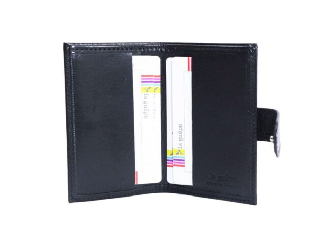 La Guêpe - Petite Maroquinerie - Porte-cartes compact "Luxe" tout cuir noir - PM-038-01