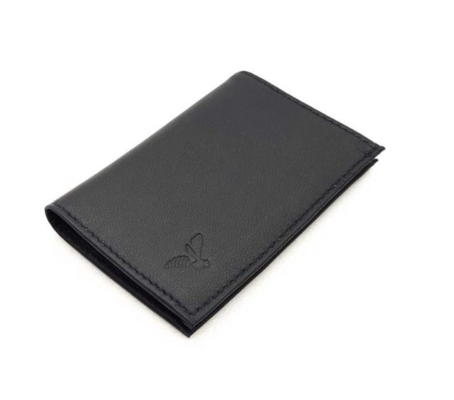 La Guêpe - Petite Maroquinerie - Porte-cartes compact "Luxe" tout cuir noir - PM-038-01