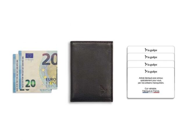 La Guêpe - Petite Maroquinerie - Porte-cartes compact "Luxe" tout cuir noir - PM-038-01