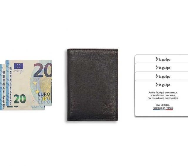 La Guêpe - Petite Maroquinerie - Porte-cartes compact "Luxe" tout cuir noir - PM-038-01
