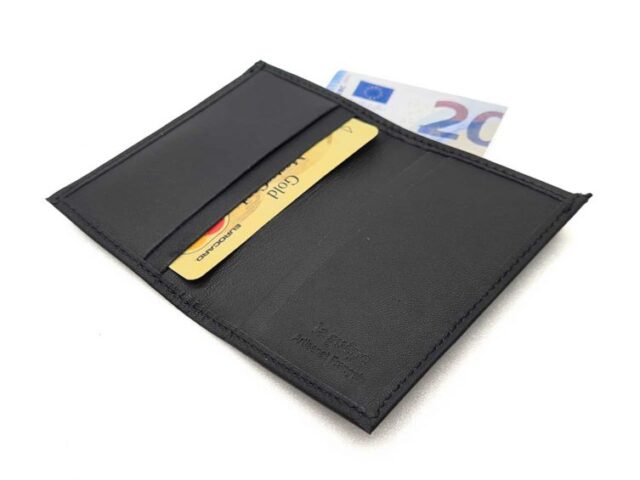 La Guêpe - Petite Maroquinerie - Porte-cartes compact "Luxe" tout cuir noir - PM-038-01